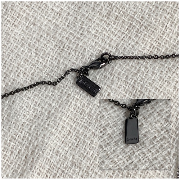 Coach Pave Lavender Stone Signature Disc Necklace - Picture 4 of 4